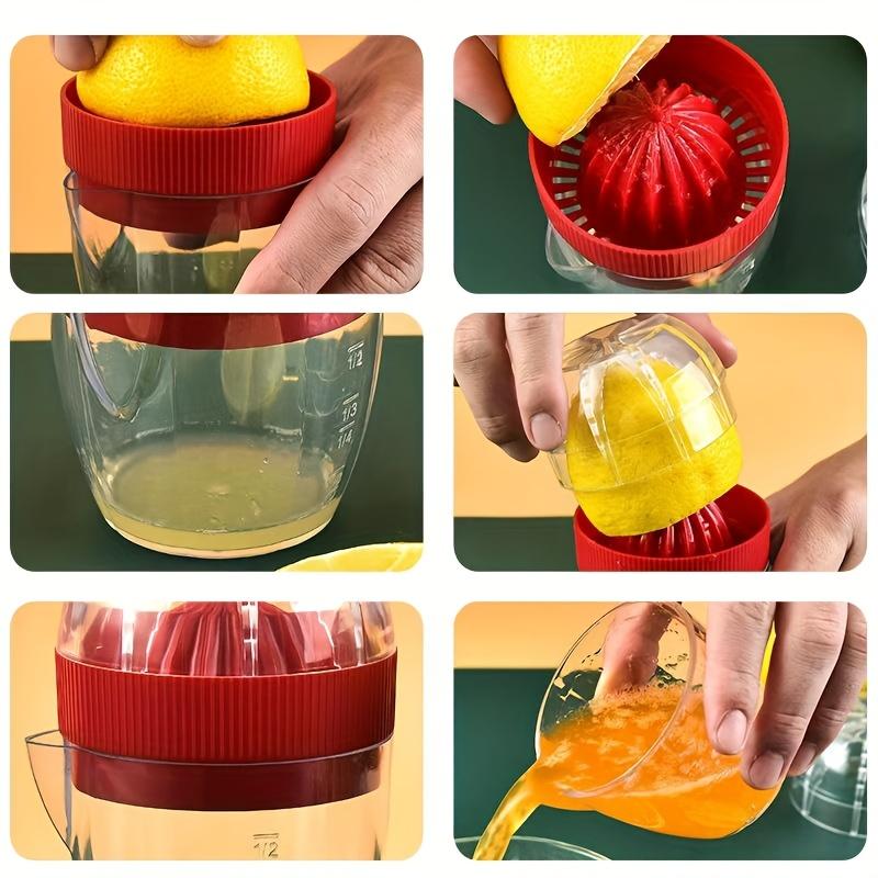 Portable Manual Citrus Juicer with Measurement Markings - Easy Squeeze for Oranges, Lemons & Pomegranates, Lemon Juice Squeezer