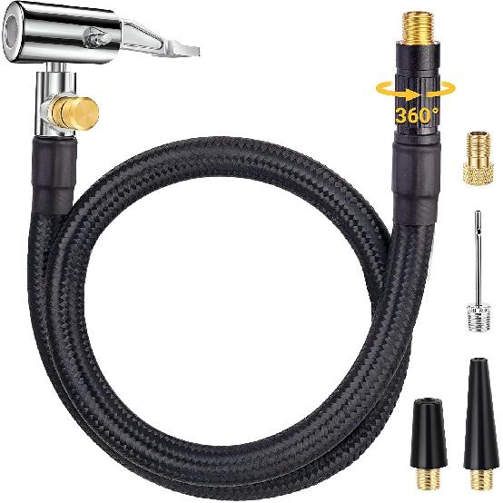 Улучшенный шланг для подкачки шин с вращающимся на 360° наконечником, 21-дюймовый шланг для подкачки шин с самозажимным воздушным патроном для быстрого подключения и отсоединения, клапан Presta