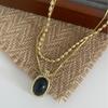 Retro Black Double Layer Metal Necklace - High-End Niche Design Clavicle Chain for Women