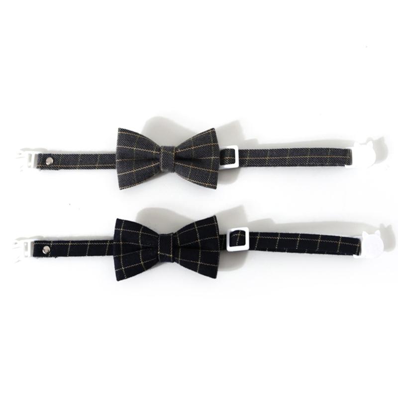 2PCS Adjustable Cat Collar Christmas Party Dogs BowTie Collar Pet Breakaway Necktie Collar Pet Festival Party Supplies