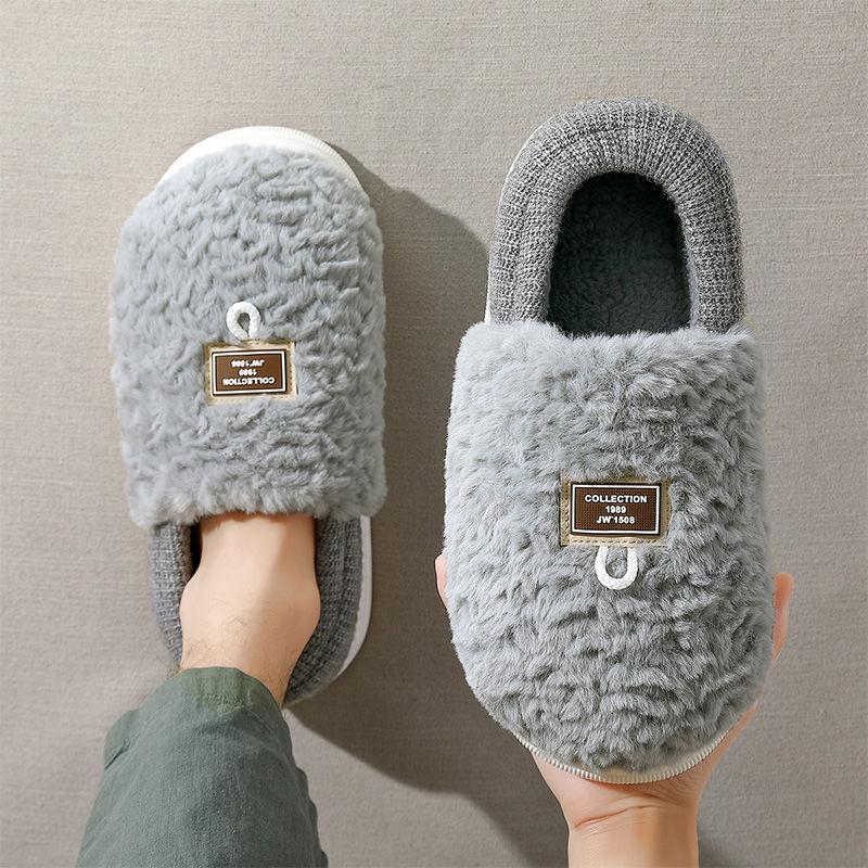 Cotton slippers autumn and winter new indoor home non-slip thick-soled breathable plush warm couple cotton shoes