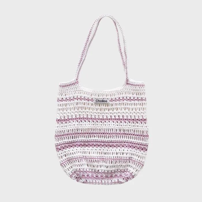 Stripe Net Bag (White & Lavender)