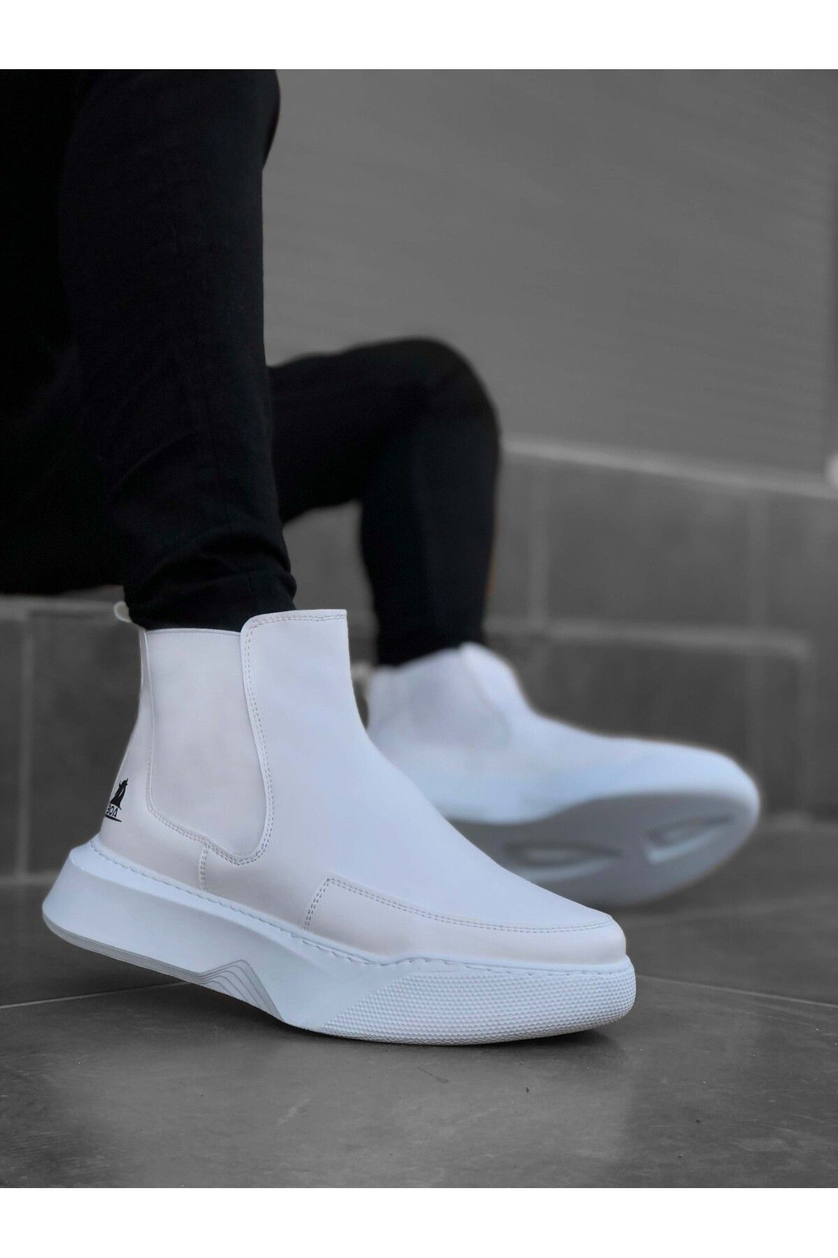 

Мужские модные ботинки на плоском каблуке Bootie Ba без шнурков на высокой подошве с ремешками белые спортивные ботинки обувь 40