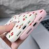 Cherry Pattern Leather Texture Plain Color Shell for iPhone 16 Pro 15 14 13 12 Pro Max 11 Soft Tpu Shockproof Matte Case Cover