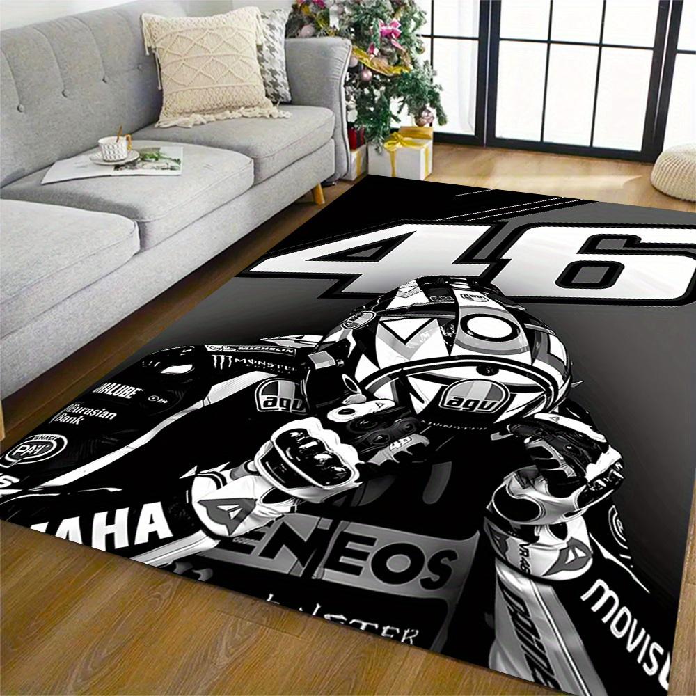 Motorcycle Racer With Agv Helmet Premium Crystal Velvet Area Classic Design Nonslip Durable Polyester Area Rug For Bedroom Playroom Living Room Or