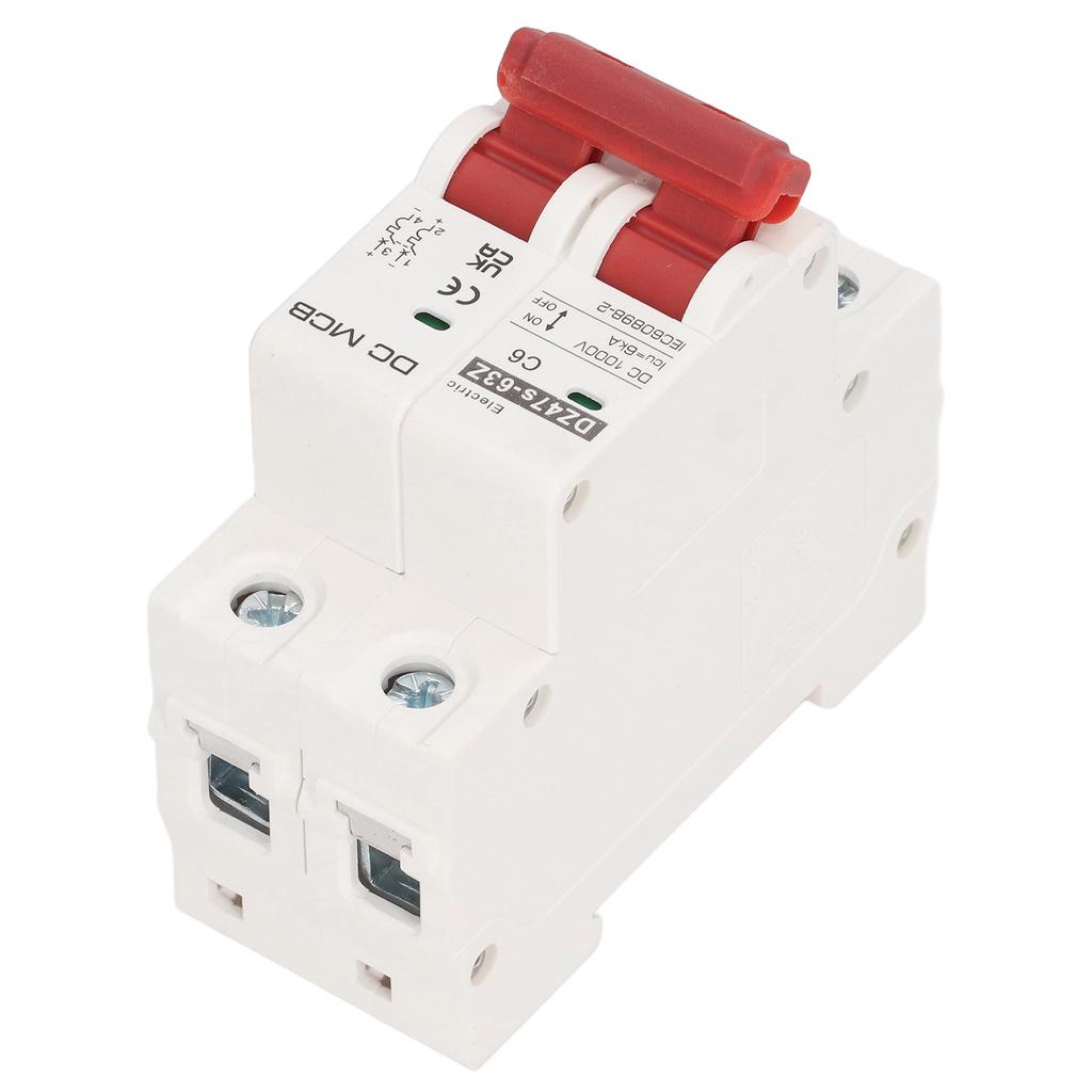 DC Miniature Circuit Breaker 2P Breaking Capacity 6000A Mini 6A Circuit Breaker for Solar PV System