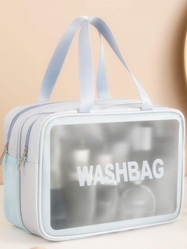 Double Layer Wet & Dry Separation Toiletry Bag - Portable Frosted Handheld Makeup & Swim Bag