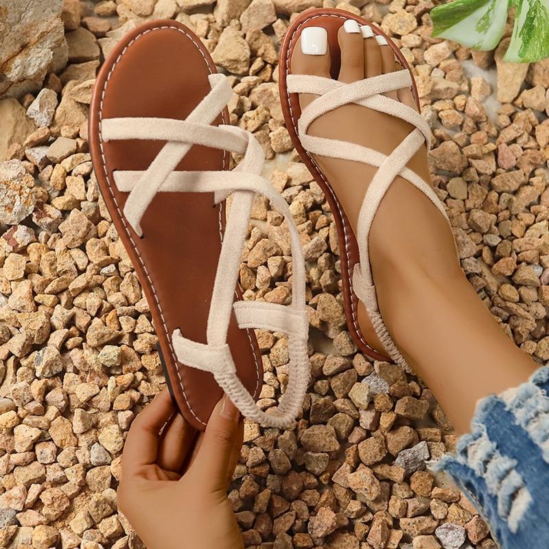 Women Trend Flat Heel Sandals 2024 Summer New Women Summer Casual Shoes Big Size Lightweight Anti-slip Slip on Sandals