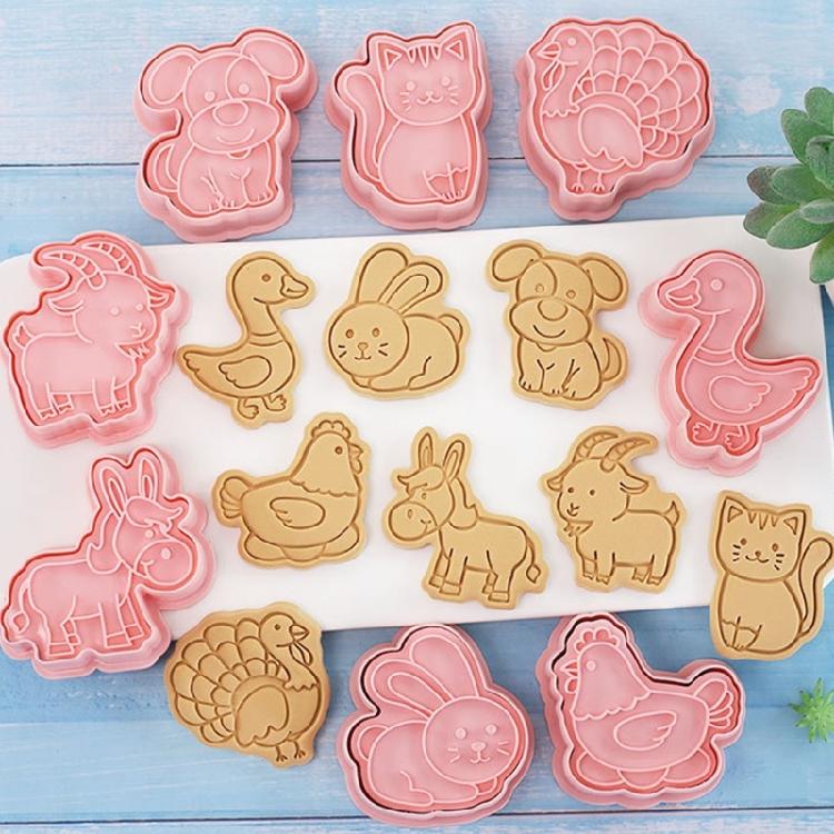 8Pcs Plastic Biscuit Molds Cookie Stamps DIY Cake Molds Kitchen Cooking Tool