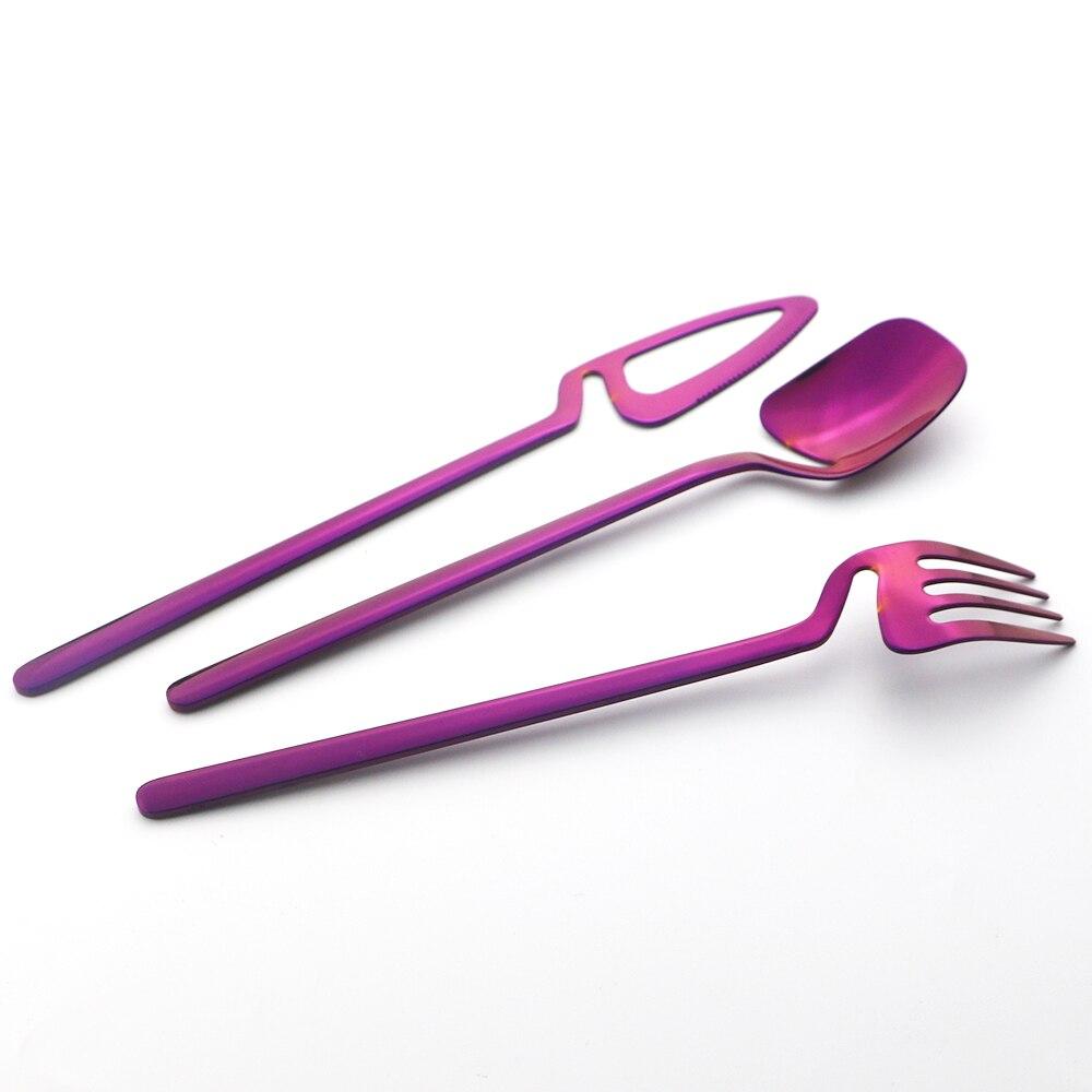 16Pcs Purple 304 Stainless Steel Mirror Polished Tableware Cutlery Set Knives Fork Coffee Spoons Dinnerware Set Party Kitchen Silverware Set