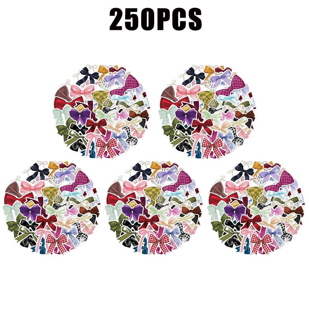 Colorful Bow Stickers Removable Aesthetic DIY Decals for Scrapbooking Phone Luggage Skateboard Glossy Waterproof Skin Safe Decor
