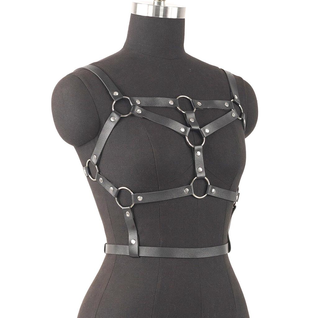 Fashion Women Pu Leather Hollow Cage Bra Gothic Body Chest Harness Belt Adult Punk Chest Bra Harness.
