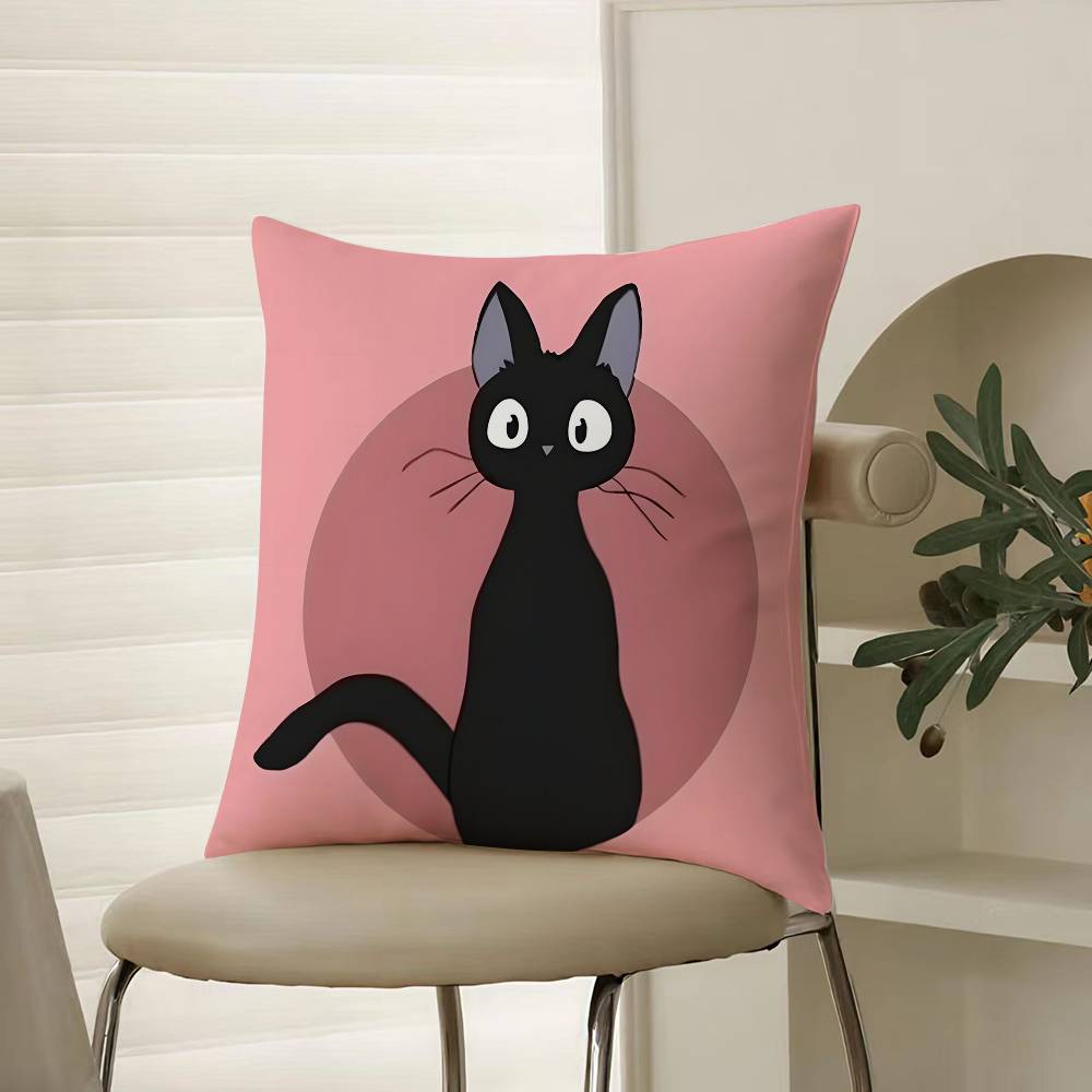 Cartoon Cat Surprise Accompanying Print Pillow Case Comfort Sofa Bed Silky Elegant Invisible Zipper Decorative Cushion Cover