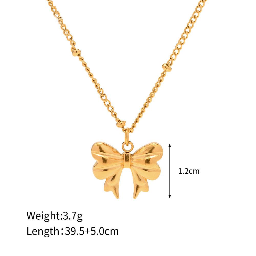  Trendy Stainless Steel Snake Chain Bow Earring Necklace for Women Stainless Steel High-Grade Delicate Jewelry Gift