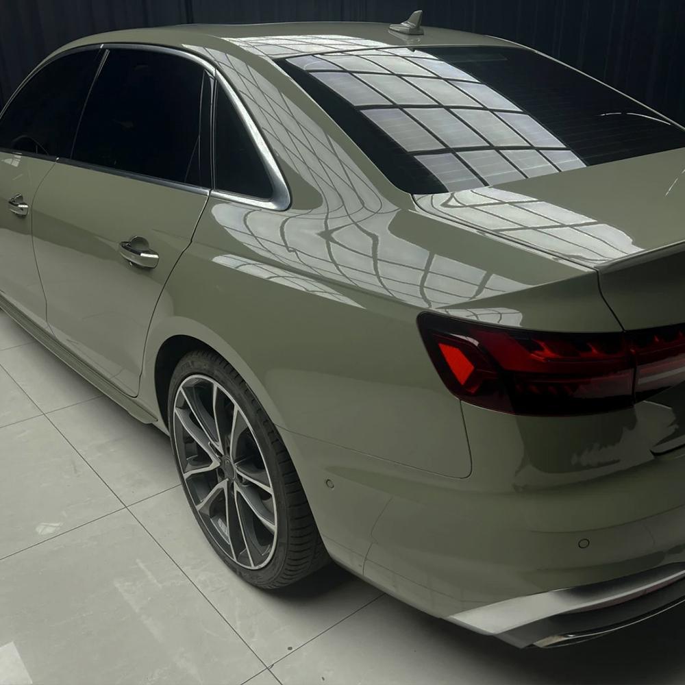 1.52mX1/3/17m Green Vinyl Roll Glossy Khaki Green Wrap PET Car Truck Body Vehicle Wrapping Film Decal Sheet with Air Release