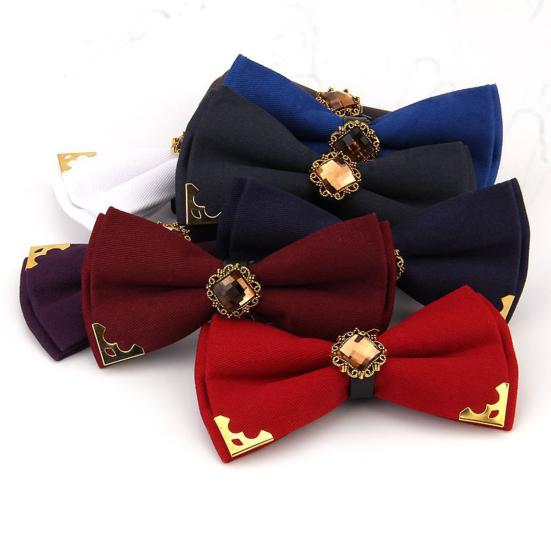Bow Tie Adjustable Fit Shiny Rhinestone Design Men Bow Tie Weddings Groomsmen Business Formal Occasions Party Accessories
