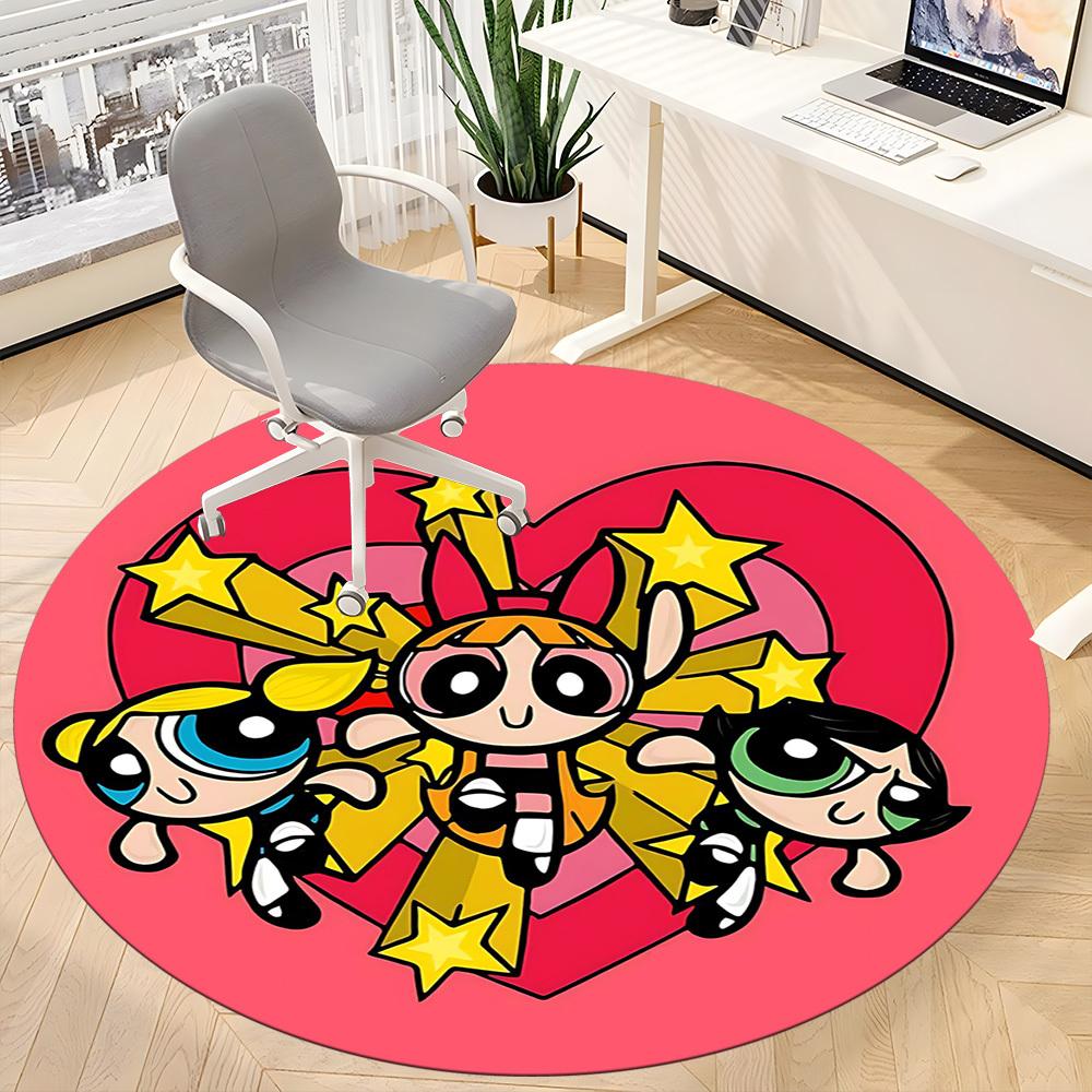 1pc Powerpuff Girls Office Round Area Rug, Under Office Chairs Bedroom Living Room Home Decor a1022242