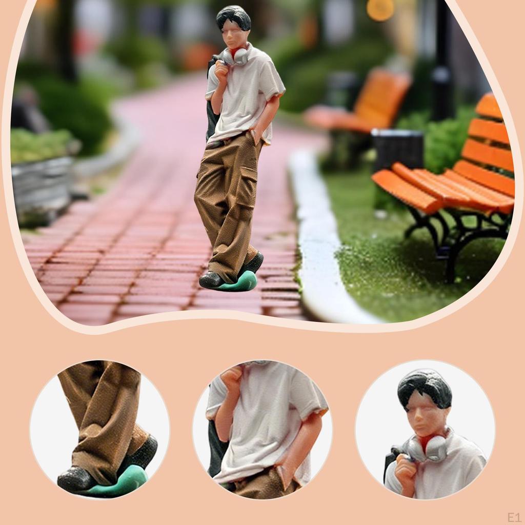 1/64 Scale Short Sleeves Model Mini Stylish Man Figure Role Play Dioramas Resin Fashionable