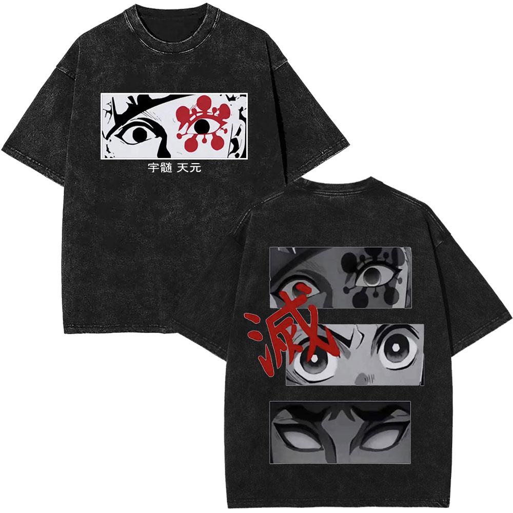 Anime Demon Slayer Washed Vintage TShirt Tengen Uzui KImetsu No Yaiba Manga TShirt Men Cotton Short Sleeve Oversized Tshirts