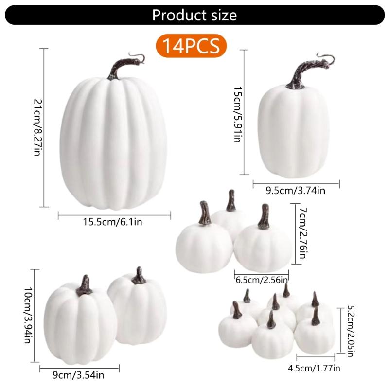 Halloween Artificial Pumpkins Set Of 14Pieces Durable User Friendly Materials For Tabletop Porch Decors