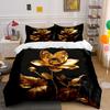 Goldenes Florales Kunstwerk Dekoratives Set Weiche Bequeme Bettbezug Bettwäsche-Set Enthalten 1*Bettbezug & 2*Kissenbezüge Geschenk