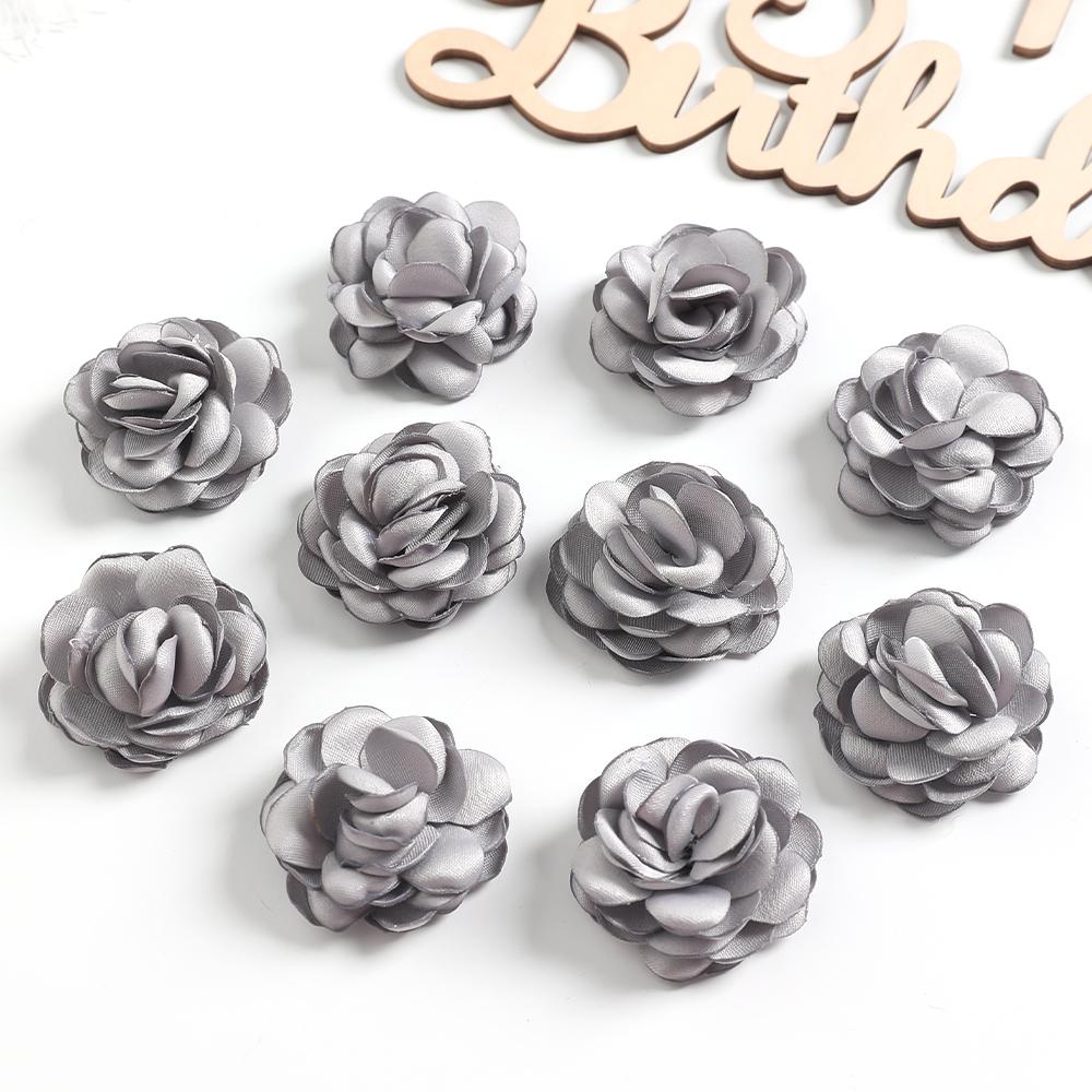 5/10Pcs Artificial Flowers 3.5cm Handmade Burned Edge Camellia Flowers For DIY Sewing Crafts Clothing Accessories Wedding Decors