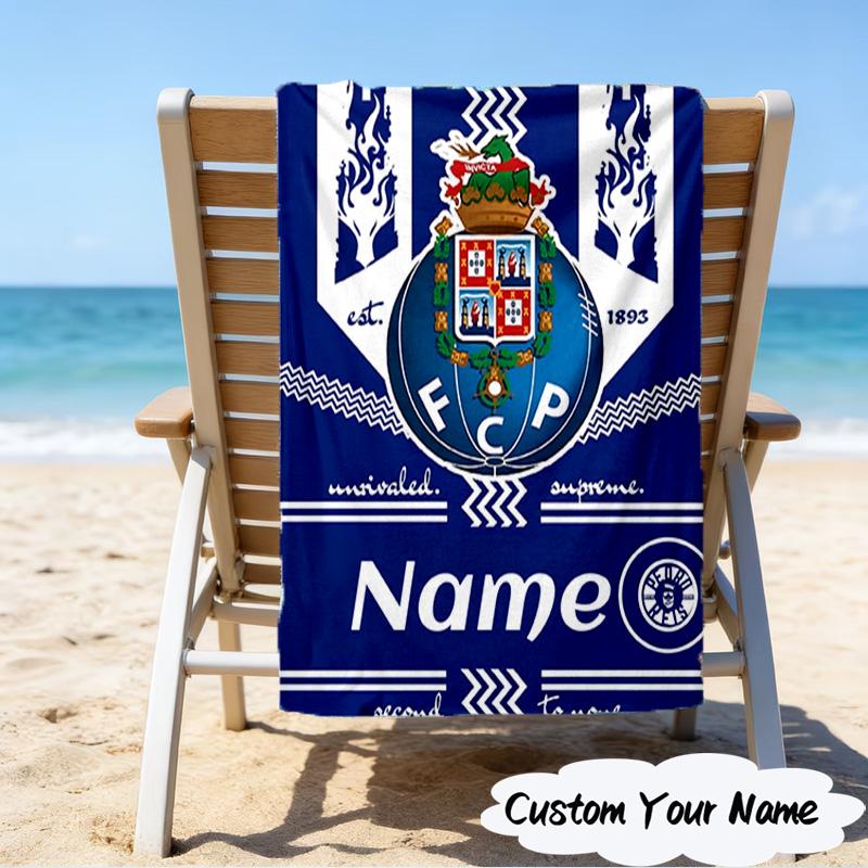 1PC Custom Name Beach Towel Porto Love Crest Beach Towel, Suitable for Camping, Travel, Beach Accessories, Super Absorbent, Family Gift
