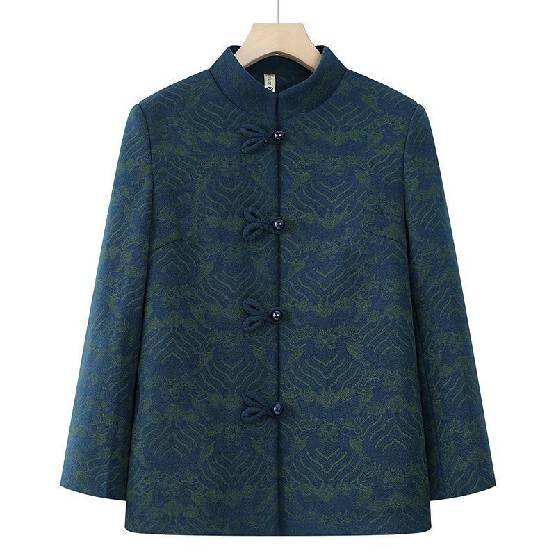 

New autumn woolen jacket old lady autumn and winter clothes 5XL (recommended 145-80kg) синий