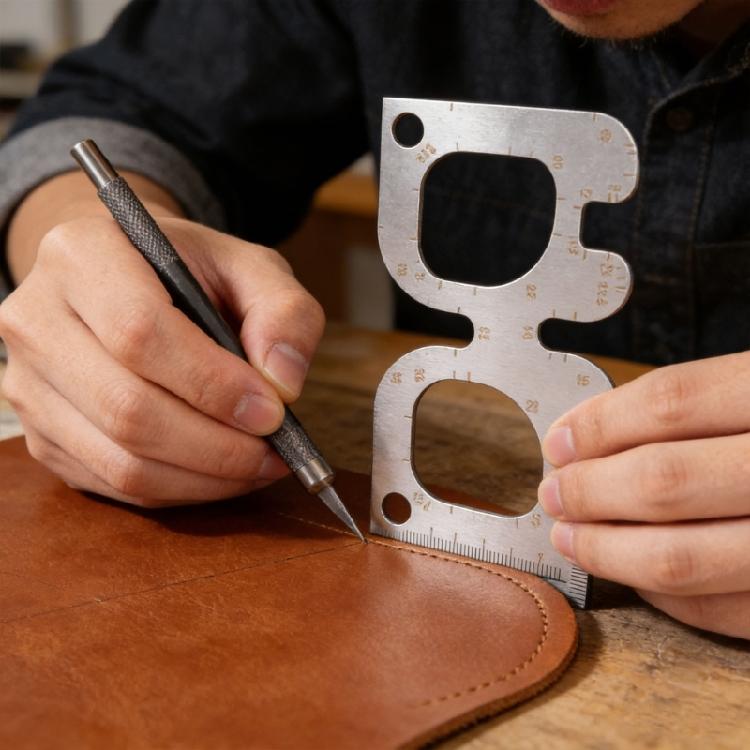 Stainless Steel Leather Cutting Guide Circle Ruler Rounded Corner Template for Leather Artisans and Professional