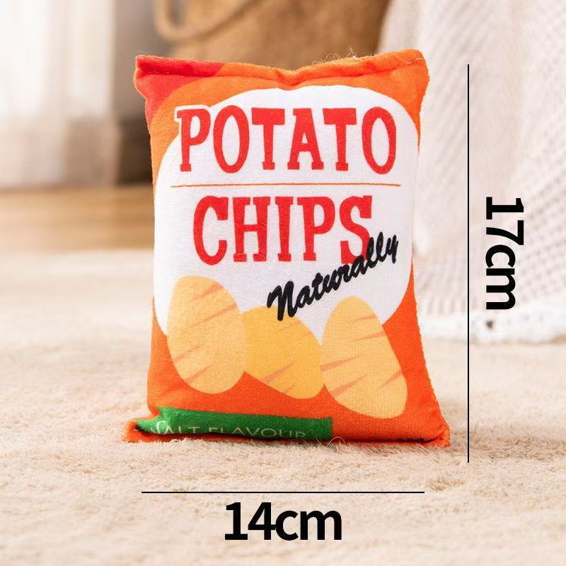 New Pet Toy Simulation Potato Chip Bag with Wear-resistant and Bite Resistant Design, Novel and Easy To Clean, Squeaking Sound Making Toy