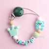 Newest Custom Personalized Name Pacifier Clips Handmade Beech Chains Silicone Beads Holder Soother Baby Teething Toys Chew  Gift