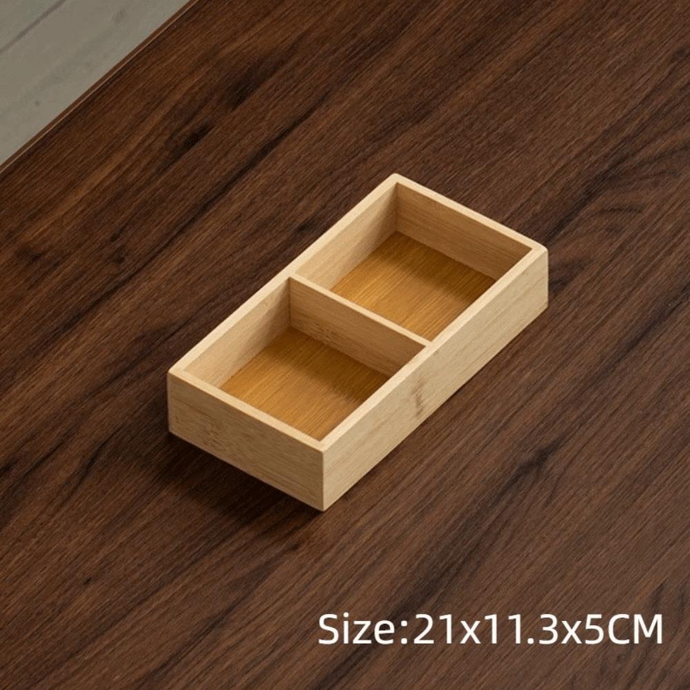 Multi-Grid Divided Plate Wooden Snack Storage Tray Reusable Bamboo Tray  Candy