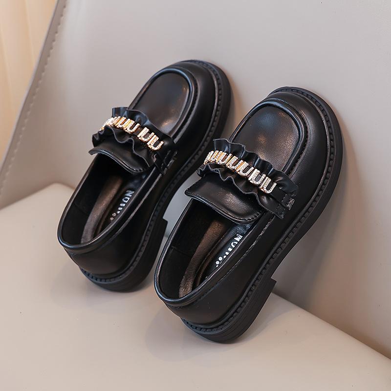 Girls' Princess Shoes 2025 Spring Children's Loafers Baby Black Small Leather Shoes Genuine Leather One-pedal Girls' Single Shoes