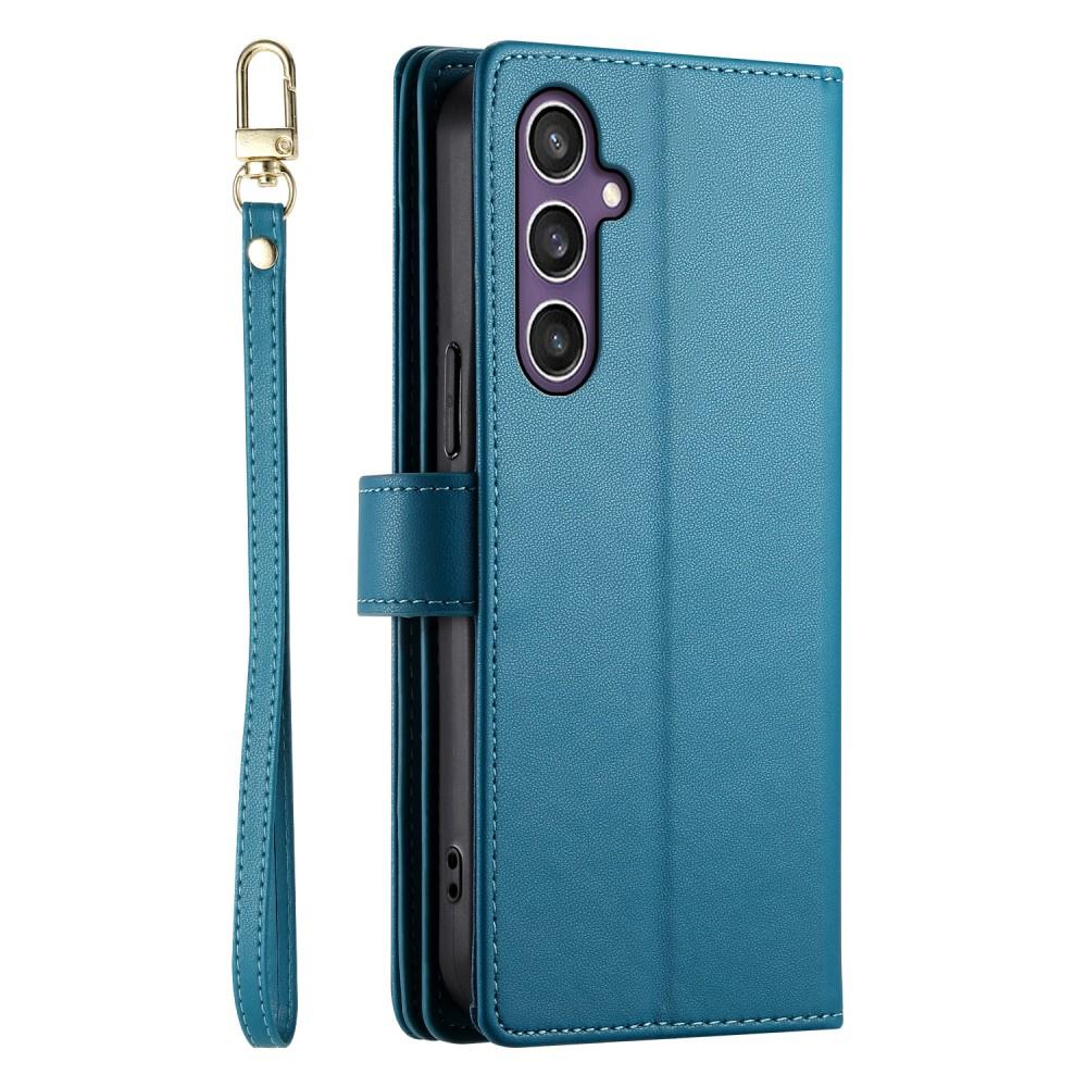 Samsung Galaxy S25+ Plus Flip Case, Wallet Zipper Pocket, Blue
