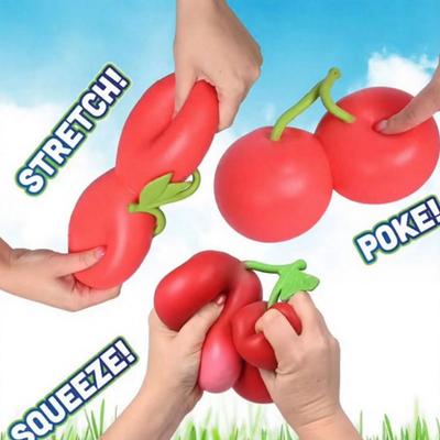Cherry Stress Ball 2 Pcs Simulation Cherry Squeeze Toy Set Stretchy Slow Rebound Fidget Toy Portable Fruit Stress Relief Gadget