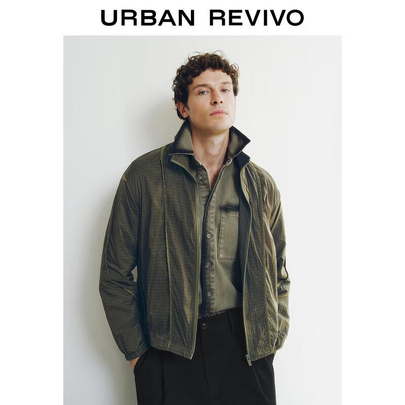 

UR Men s 2025 Spring Textured Plaid Stand-Collar Jacket S