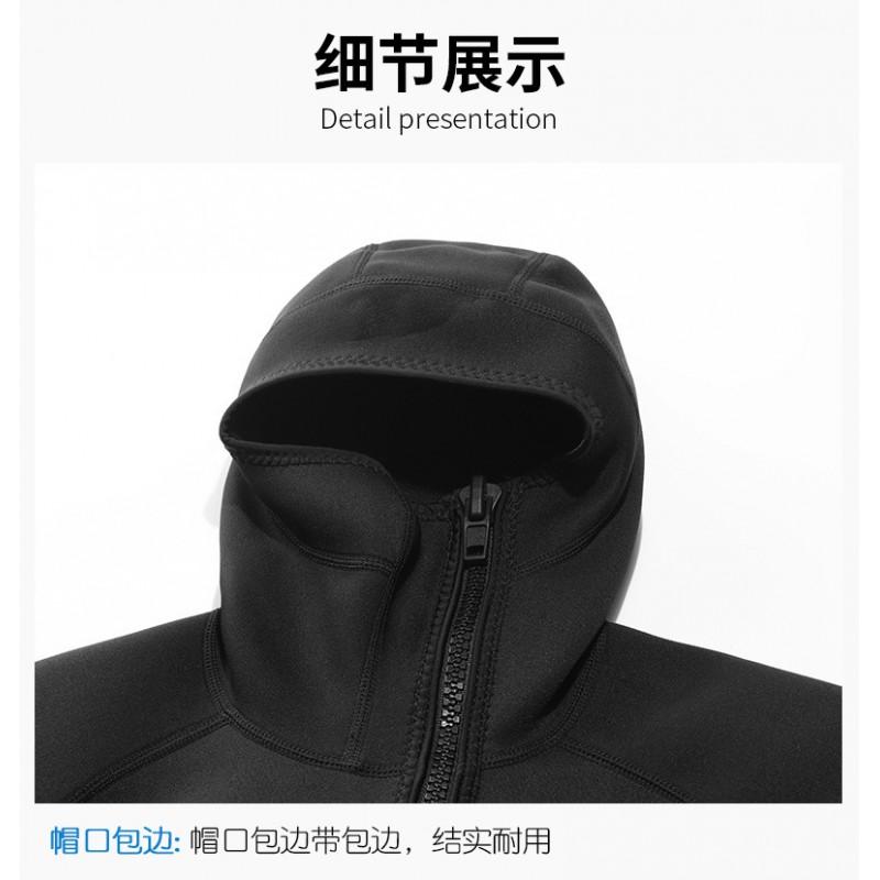 OUZO Mens 1.5mm Full Body Hooded Wetsuit Long Sleeve Diving Surfing Swimming Warmth UV Protection