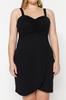Women's Style Plus Size Black Sweetheart Neckline Knitted Dress