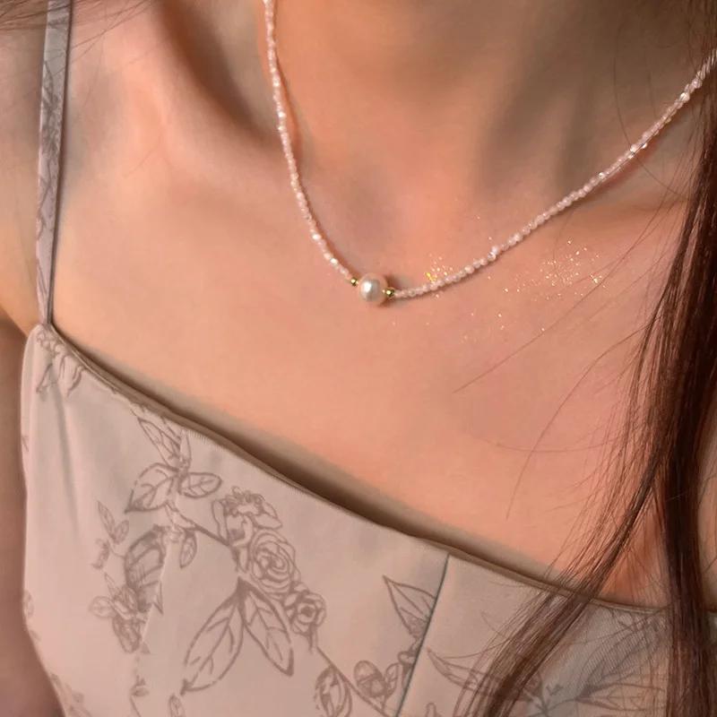 Women Natural Freshwater Pearl White Shell Strand Choker Necklace Elegant Wedding Party Gift Jewelry