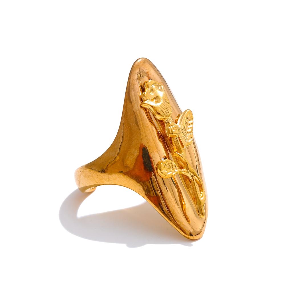 

Yhpup High Quality Smooth Stainless Steel Rose Flower Cast Ring 18K Golden Plated Polished Metal Charm Jewelry 2025 7