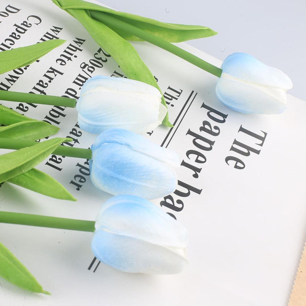5PCS PU Artificial Tulip 34cm Wedding Bridal Tulip Bouquet  for Christmas Party Decor