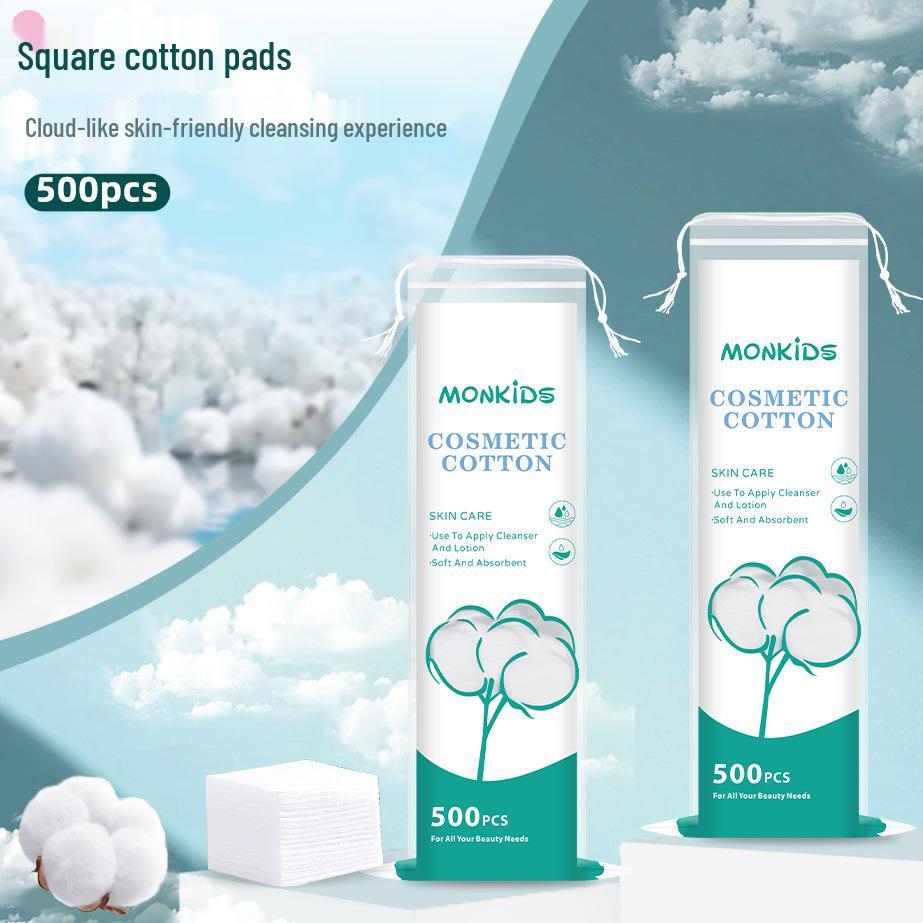 Quadratische Dünne Wattepads 500 Stück - Umweltfreundliche Make-up-Entferner-Pads mit englischer Verpackung
