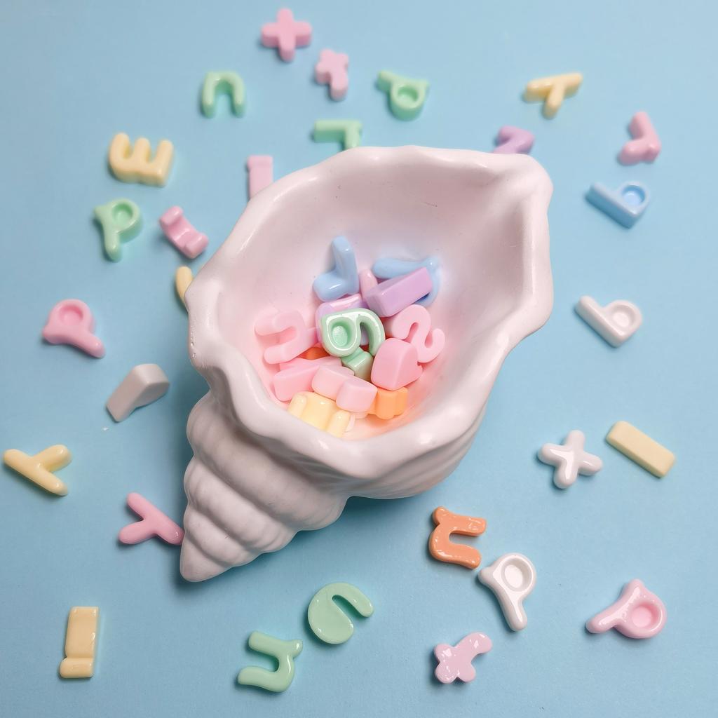 New Kawaii 100Pcs Mixed Colors Letter Themed Resin Flatback Cabochons No Hole Beads Charms for Jewelry Making Scrapbooking Decor