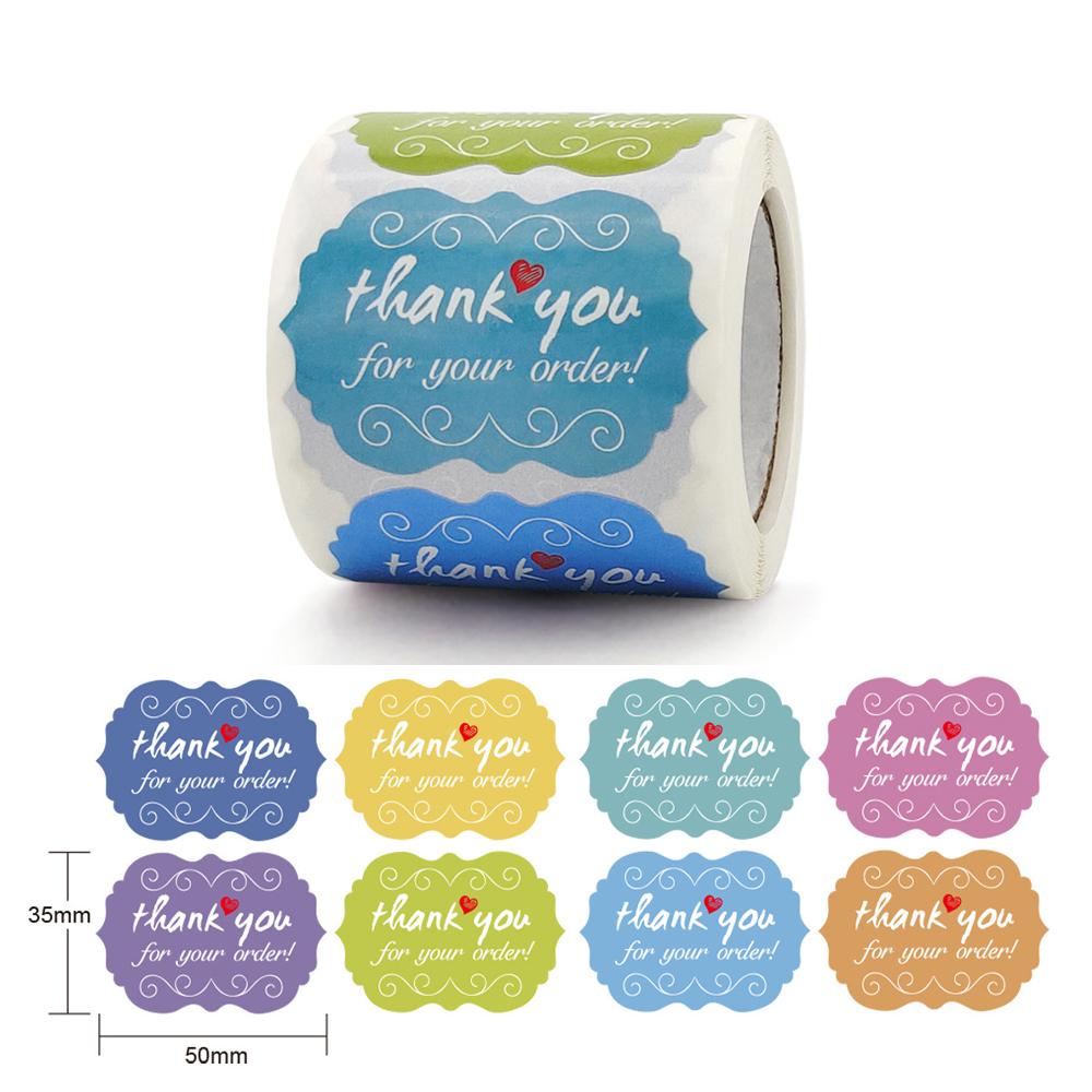 

250pcs Thank You for your order Sticker Envelope Seal Scrapbook Sticker 8 colors Heart Cute Sticker Stationery Label Stickers