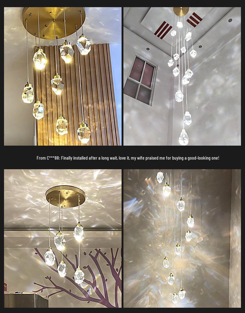 Modern Crystal Duplex Pendant Lamp for Luxury Mezzanines and Lofts
