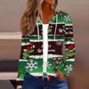 Women's Fashion Christmas Print Casual Zip-Up Long-Sleeved Hooded Jacket