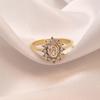18K Gold Plated Double Layer Coarse Zircon Ring Stainless Steel Rimmed Oval Colored Zircon Ring for Woman