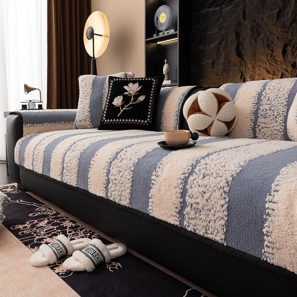 

Plush Cotton Velvet Sofa Cover Non-Slip Leather Seat Cushion Cloth Light Luxury High-Level Sense Cover Cloth Blanket Sofa Towel 30x50cm pillowcase синий