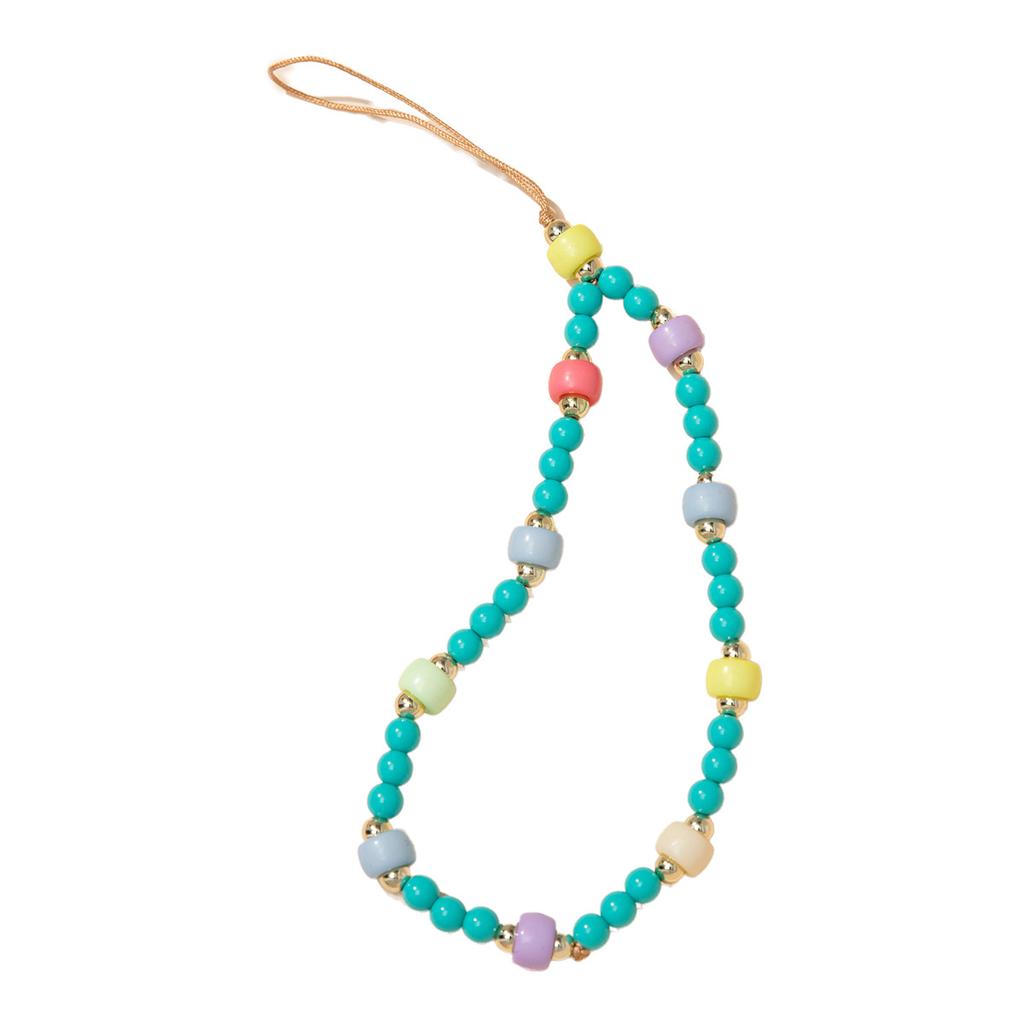New green soft pottery beaded mobile phone chain, small fresh women's personalized pendant, anti-lost mobile phone case pendant
