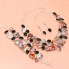 Red Botswana Agate  Black Spinal Jewelry Necklace Set 16-18''
